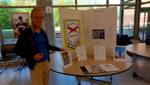 Leandra AF1R with her posterboard presentation on modern ham radio